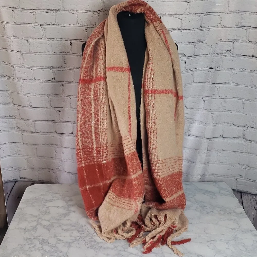 Plaid Orange Scarf‎